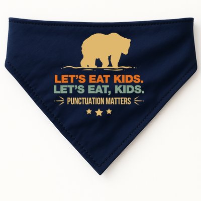 Let's Eat Punctuation Matters Bear Funny Grammar USA-Made Doggie Bandana