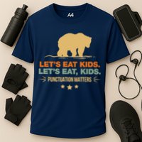 Let's Eat Punctuation Matters Bear Funny Grammar Cooling Performance Crew T-Shirt