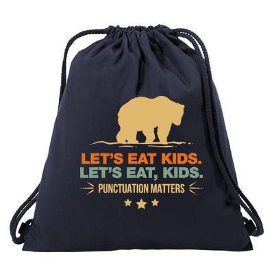 Let's Eat Punctuation Matters Bear Funny Grammar Drawstring Bag