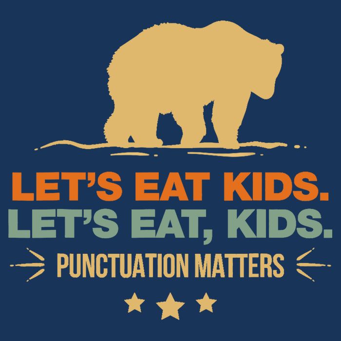 Let's Eat Punctuation Matters Bear Funny Grammar Drawstring Bag