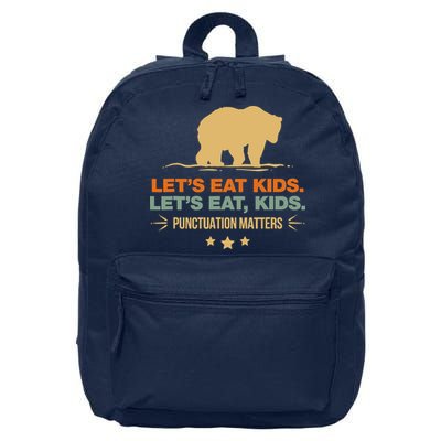 Let's Eat Punctuation Matters Bear Funny Grammar 16 in Basic Backpack