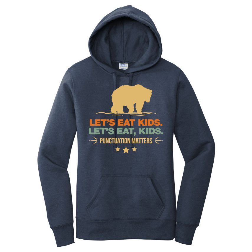 Let's Eat Punctuation Matters Bear Funny Grammar Women's Pullover Hoodie