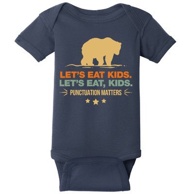 Let's Eat Punctuation Matters Bear Funny Grammar Baby Bodysuit