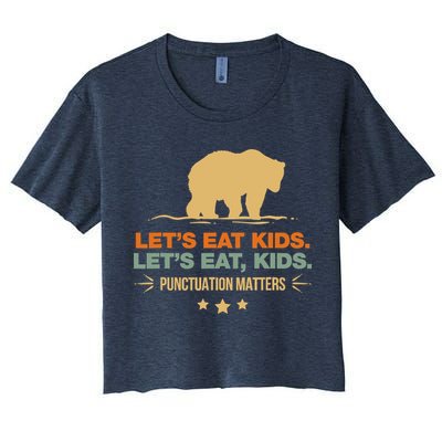 Let's Eat Punctuation Matters Bear Funny Grammar Crop Top