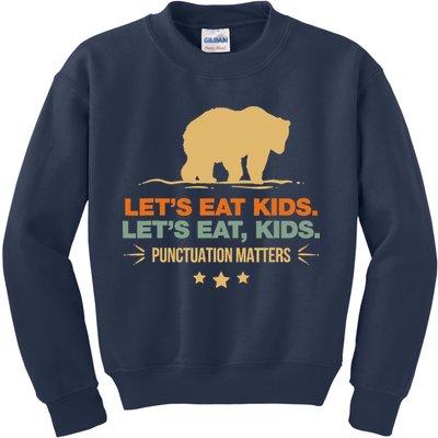 Let's Eat Punctuation Matters Bear Funny Grammar Kids Sweatshirt