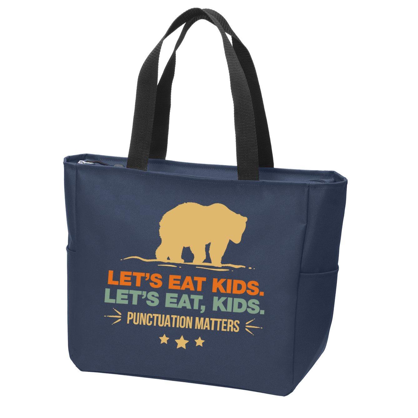 Let's Eat Punctuation Matters Bear Funny Grammar Zip Tote Bag