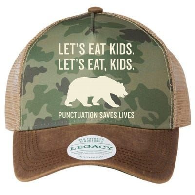 Lets Eat Punctuation Saves Lives Bear Legacy Tie Dye Trucker Hat