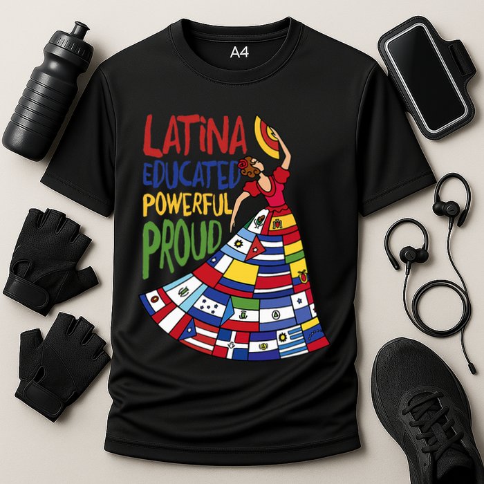 Latina Educated Powerful Proud Empowerment Poderosa Cooling Performance Crew T-Shirt