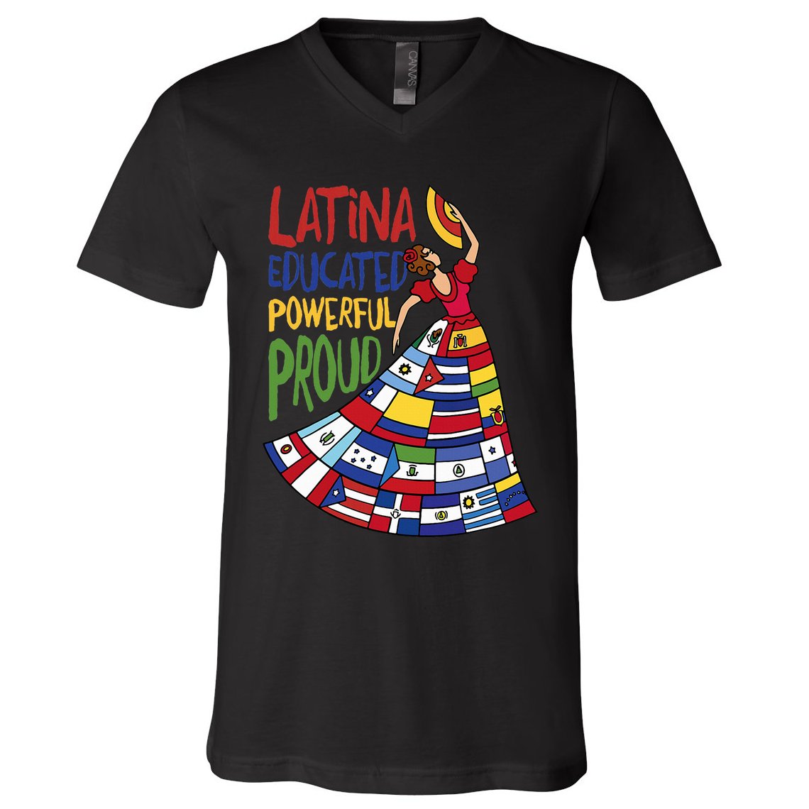 Latina Educated Powerful Proud Empowerment Poderosa V-Neck T-Shirt