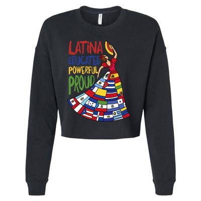 Latina Educated Powerful Proud Empowerment Poderosa Cropped Pullover Crew