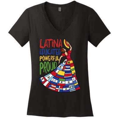 Latina Educated Powerful Proud Empowerment Poderosa Women's V-Neck T-Shirt