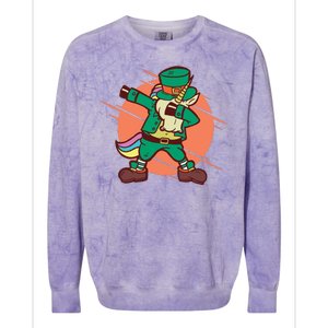 Leprechaun Dabbing Unicorn Colorblast Crewneck Sweatshirt