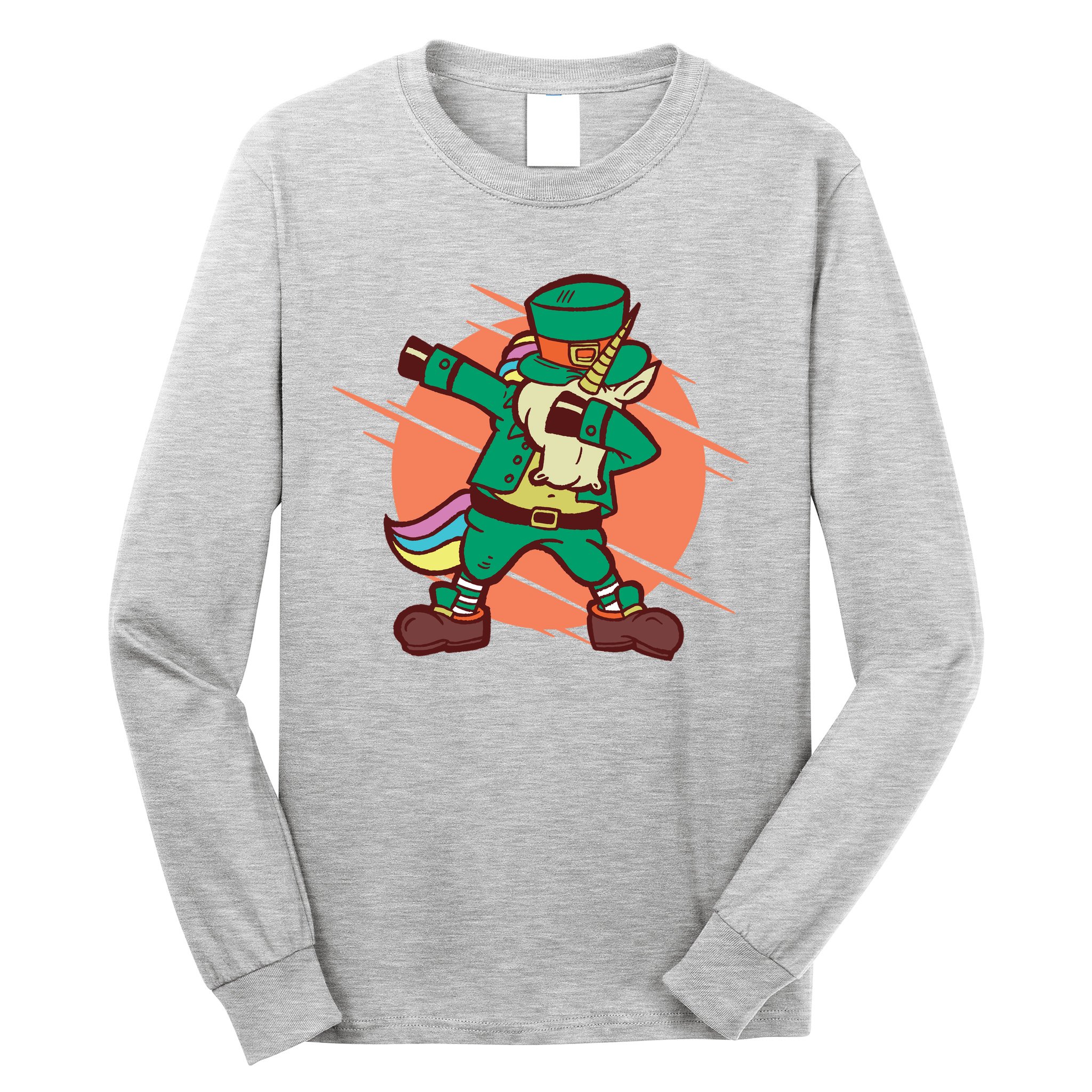 Leprechaun Dabbing Unicorn Long Sleeve Shirt