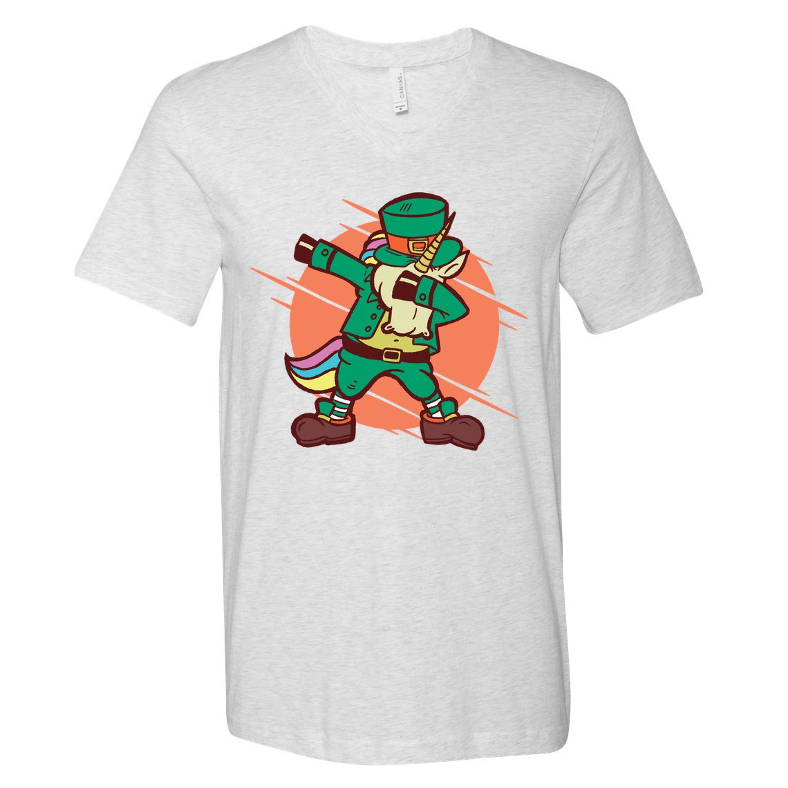 Leprechaun Dabbing Unicorn V-Neck T-Shirt