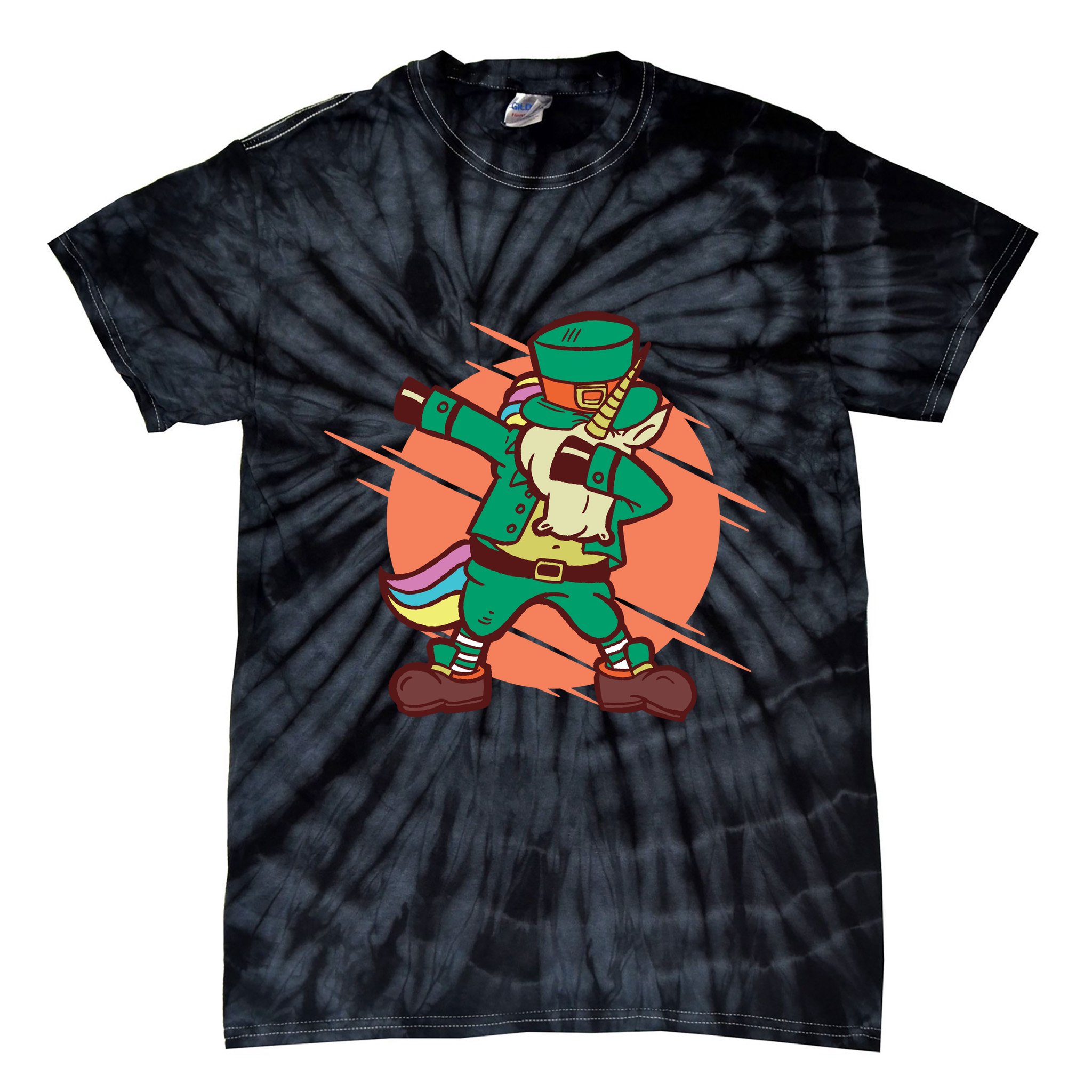 Leprechaun Dabbing Unicorn Tie-Dye T-Shirt