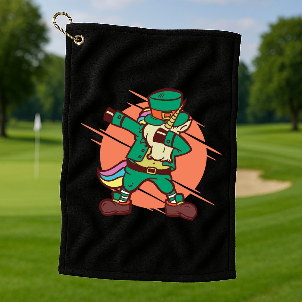 Leprechaun Dabbing Unicorn Golf Towel