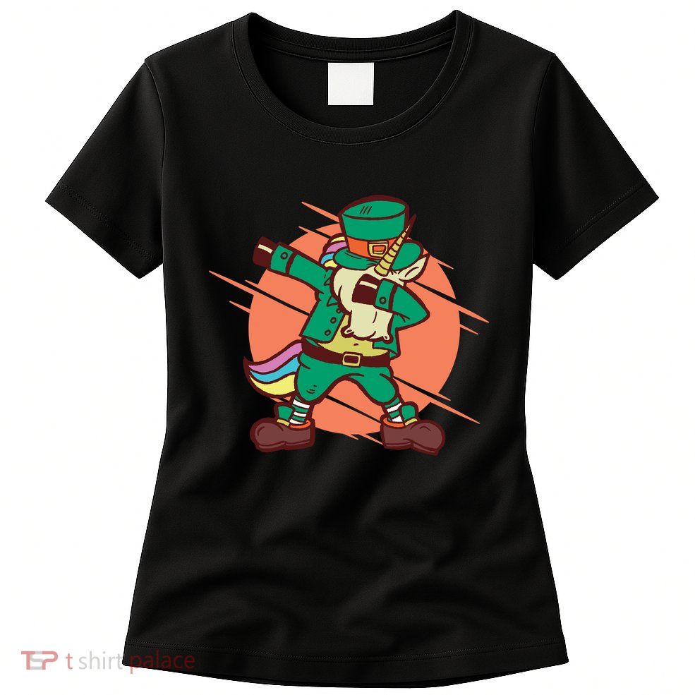 Leprechaun Dabbing Unicorn Womens T-Shirt