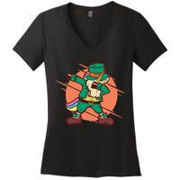 Leprechaun Dabbing Unicorn Women's V-Neck T-Shirt