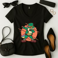 Leprechaun Dabbing Unicorn Women's V-Neck T-Shirt