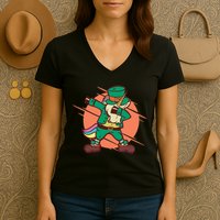 Leprechaun Dabbing Unicorn Women's V-Neck T-Shirt