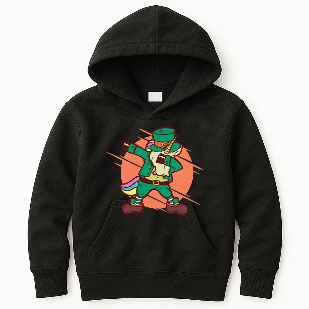 Leprechaun Dabbing Unicorn Kids Hoodie