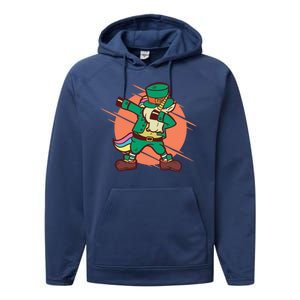 Leprechaun Dabbing Unicorn Performance Fleece Hoodie