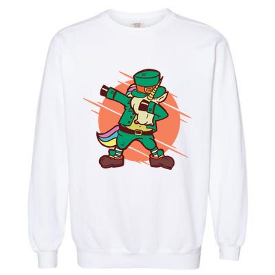 Leprechaun Dabbing Unicorn Garment-Dyed Sweatshirt