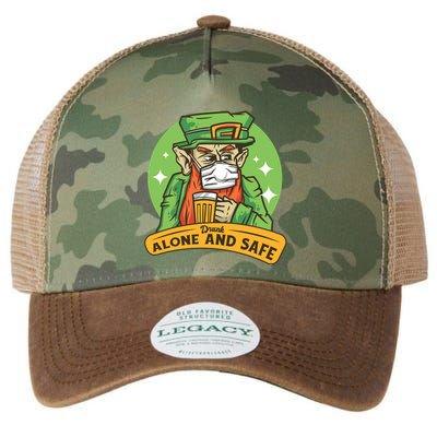 Leprechaun Drink Alone and Safe Funny Facemask Legacy Tie Dye Trucker Hat