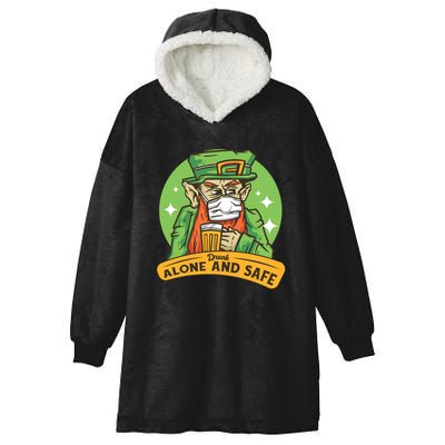 Leprechaun Drink Alone and Safe Funny Facemask Hooded Wearable Blanket