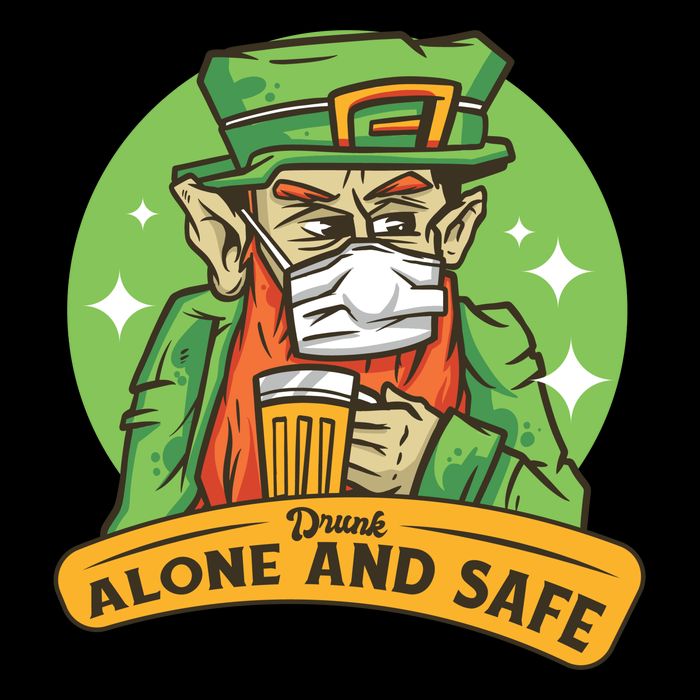 Leprechaun Drink Alone and Safe Funny Facemask Drawstring Bag