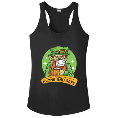 Leprechaun Drink Alone and Safe Funny Facemask Ladies PosiCharge Competitor Racerback Tank