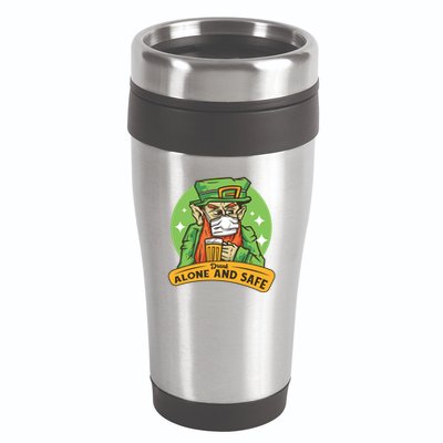 Leprechaun Drink Alone and Safe Funny Facemask 16oz Travel Tumbler