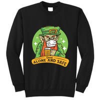 Leprechaun Drink Alone and Safe Funny Facemask Tall Sweatshirt