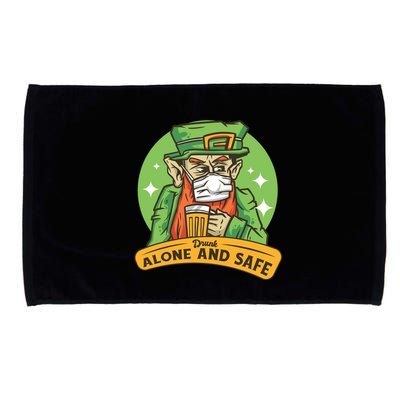 Leprechaun Drink Alone and Safe Funny Facemask Microfiber Hand Towel