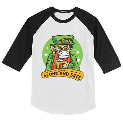 Leprechaun Drink Alone and Safe Funny Facemask Kids Colorblock Raglan Jersey