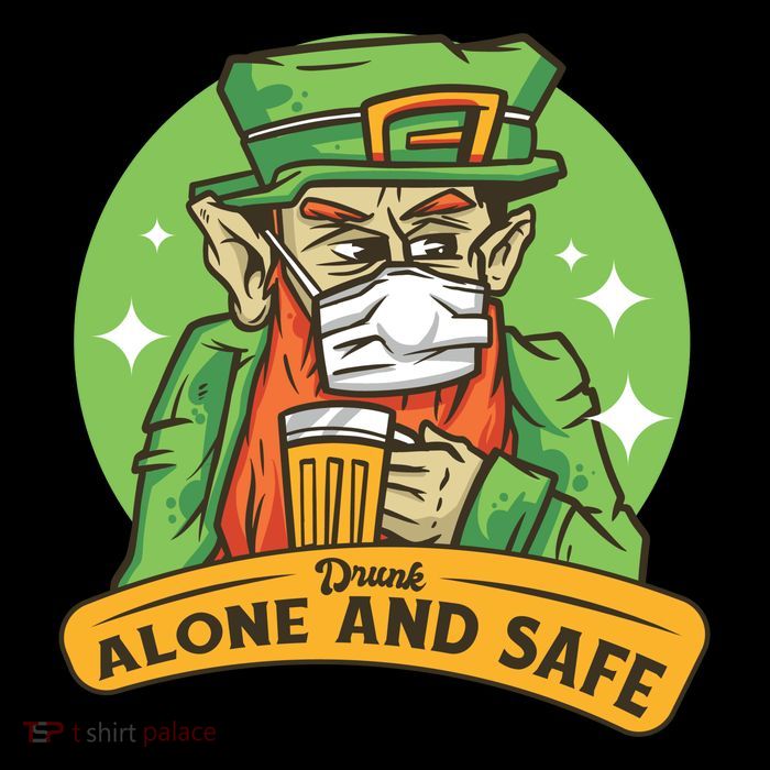 Leprechaun Drink Alone and Safe Funny Facemask Short Acrylic Beanie