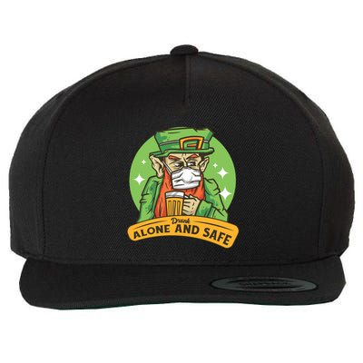 Leprechaun Drink Alone and Safe Funny Facemask Wool Snapback Cap