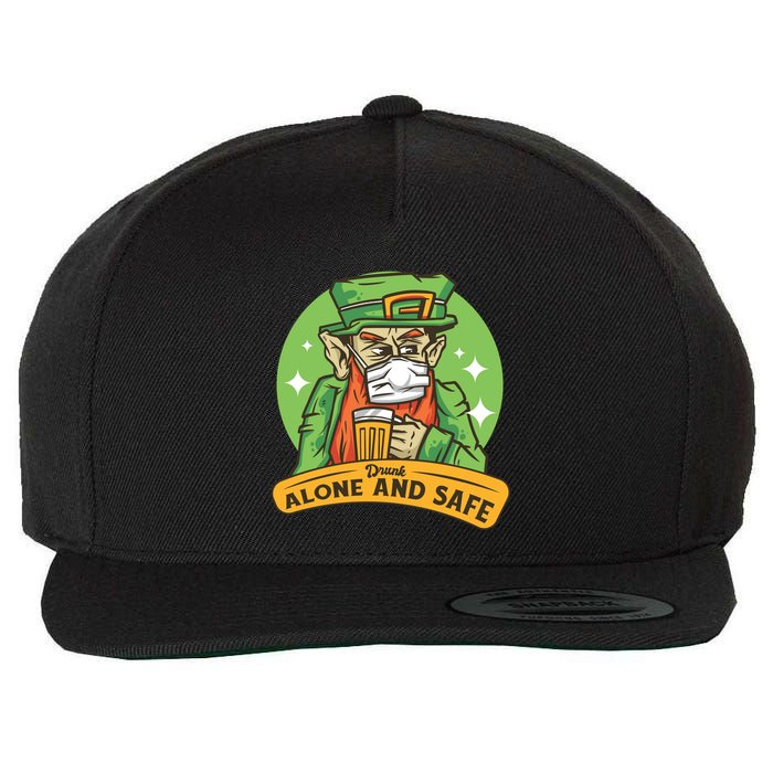 Leprechaun Drink Alone and Safe Funny Facemask Wool Snapback Cap