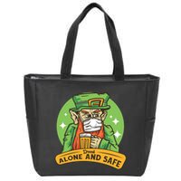 Leprechaun Drink Alone and Safe Funny Facemask Zip Tote Bag