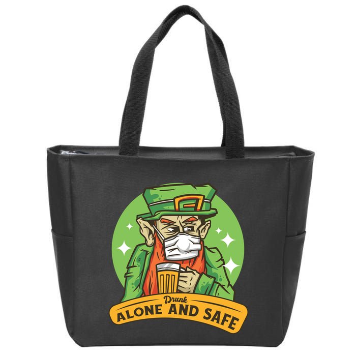 Leprechaun Drink Alone and Safe Funny Facemask Zip Tote Bag