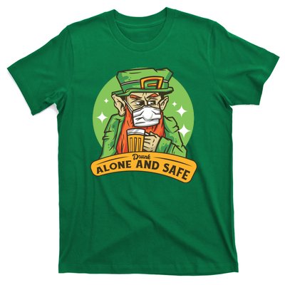 Leprechaun Drink Alone and Safe Funny Facemask T-Shirt