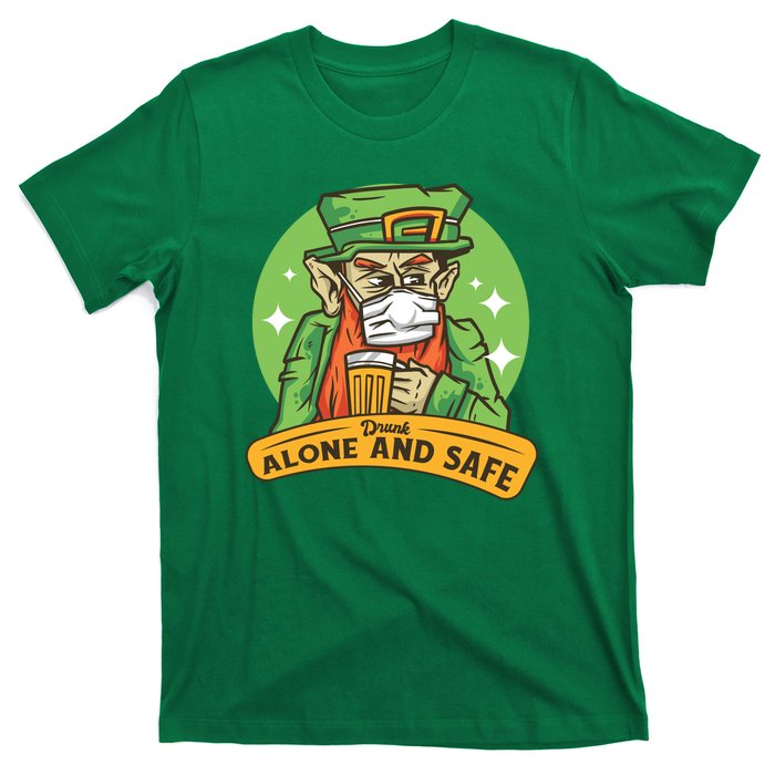 Leprechaun Drink Alone and Safe Funny Facemask T-Shirt