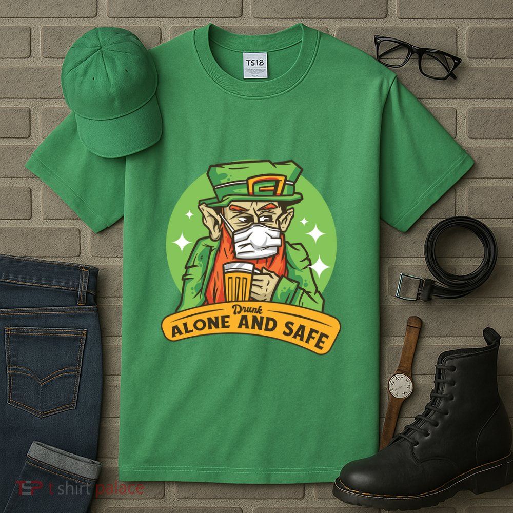 Leprechaun Drink Alone and Safe Funny Facemask Tall T-Shirt