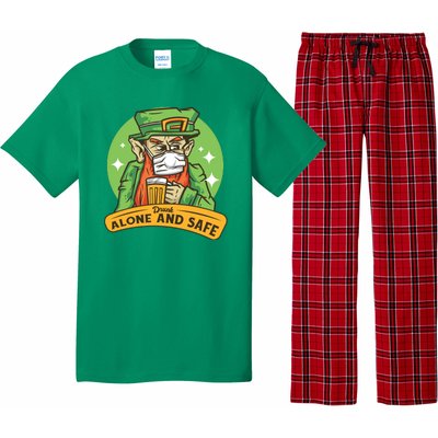 Leprechaun Drink Alone and Safe Funny Facemask Pajama Set