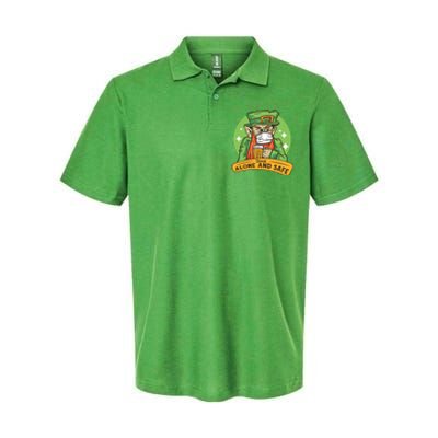 Leprechaun Drink Alone and Safe Funny Facemask Softstyle Adult Sport Polo