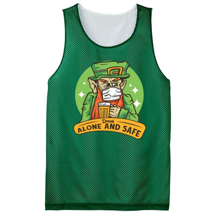 Leprechaun Drink Alone and Safe Funny Facemask Mesh Reversible Basketball Jersey Tank