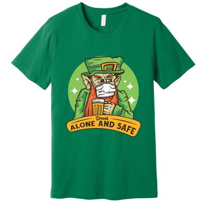 Leprechaun Drink Alone and Safe Funny Facemask Premium T-Shirt