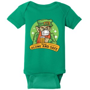 Leprechaun Drink Alone and Safe Funny Facemask Baby Bodysuit