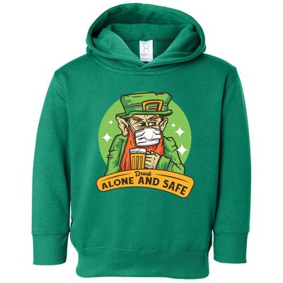Leprechaun Drink Alone and Safe Funny Facemask Toddler Hoodie