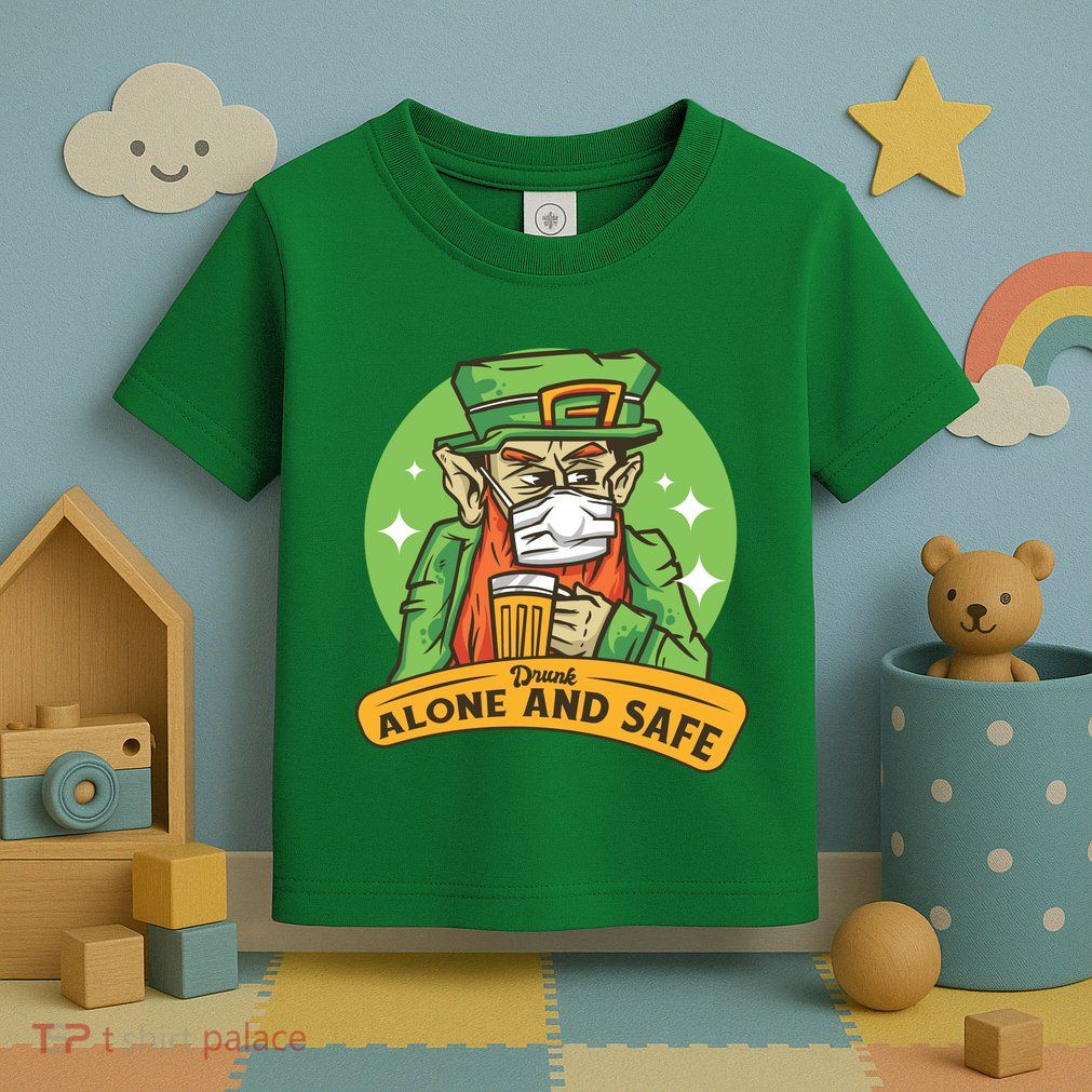 Leprechaun Drink Alone and Safe Funny Facemask Toddler T-Shirt